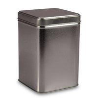 small silver square tin